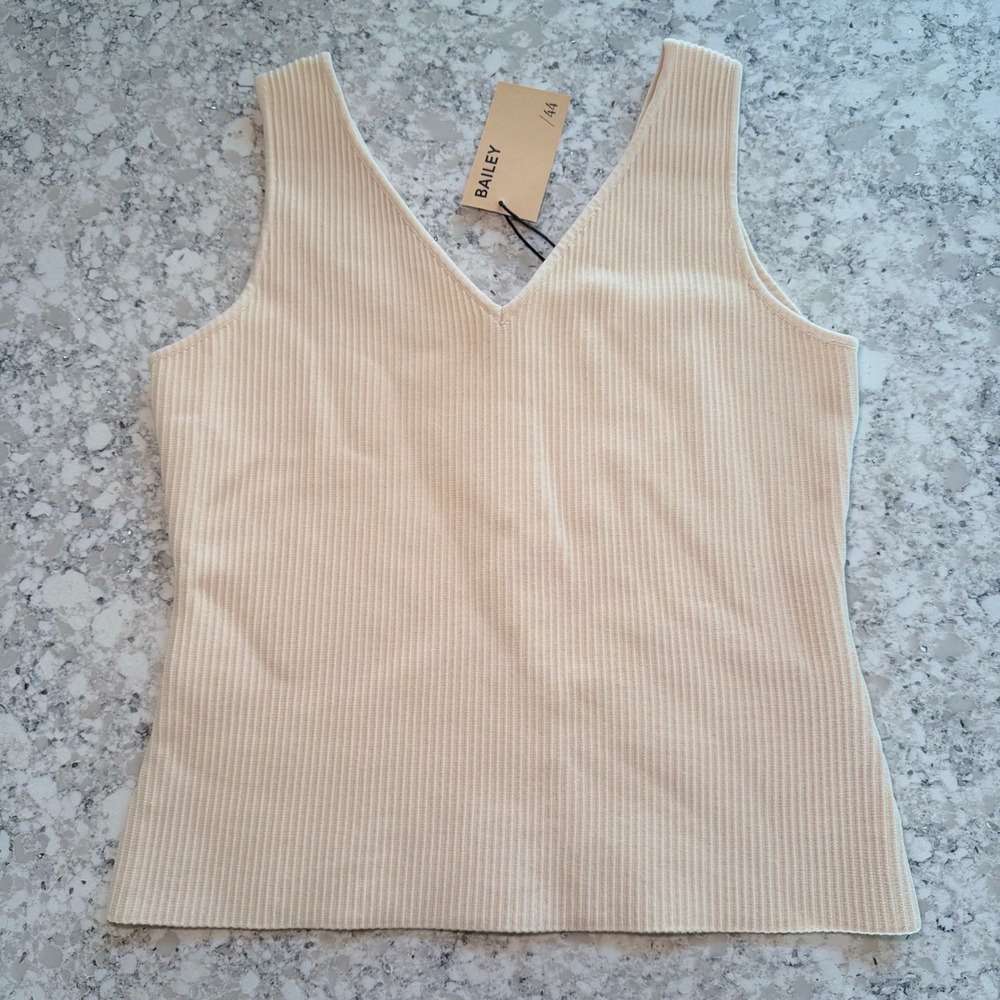 Bailey 44 Cream Ribbed V-Neck Tank Top